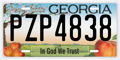 GA license plate PZP4838