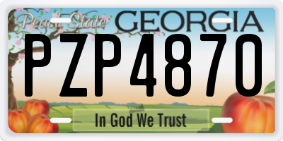 GA license plate PZP4870