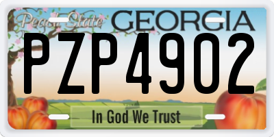 GA license plate PZP4902