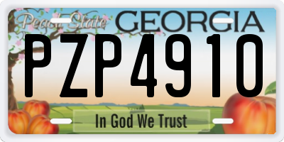 GA license plate PZP4910