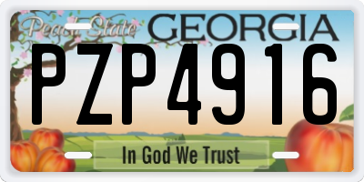 GA license plate PZP4916