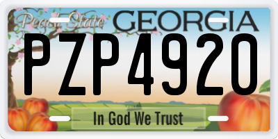 GA license plate PZP4920