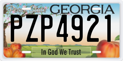GA license plate PZP4921