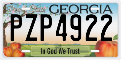 GA license plate PZP4922