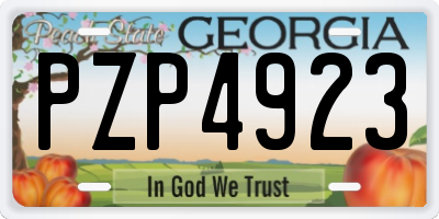 GA license plate PZP4923