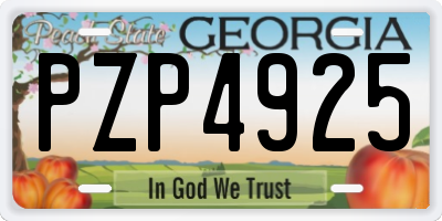 GA license plate PZP4925