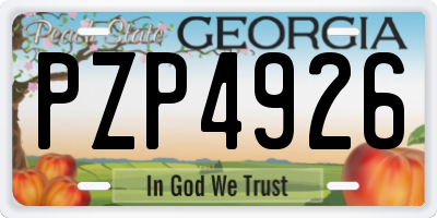 GA license plate PZP4926