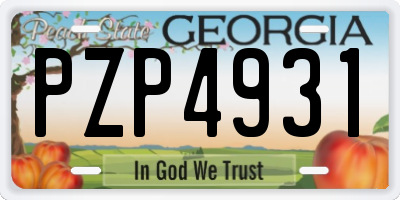 GA license plate PZP4931