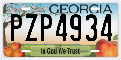 GA license plate PZP4934
