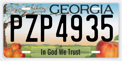 GA license plate PZP4935