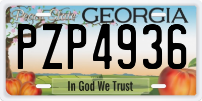 GA license plate PZP4936