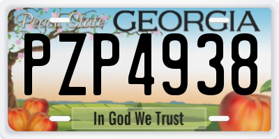 GA license plate PZP4938