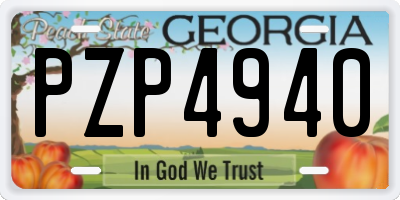 GA license plate PZP4940