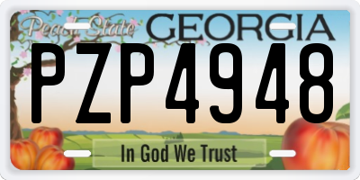 GA license plate PZP4948