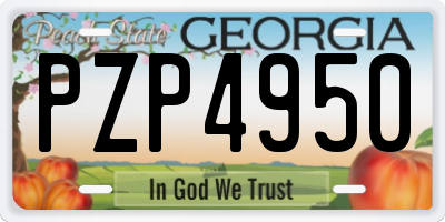 GA license plate PZP4950