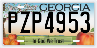 GA license plate PZP4953