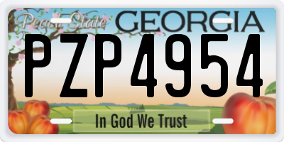 GA license plate PZP4954