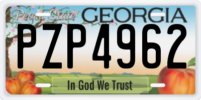 GA license plate PZP4962