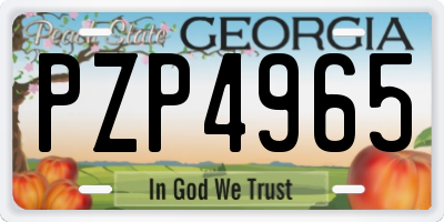GA license plate PZP4965