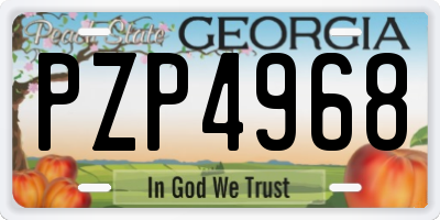 GA license plate PZP4968