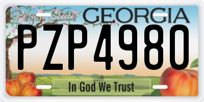 GA license plate PZP4980