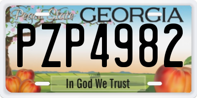GA license plate PZP4982