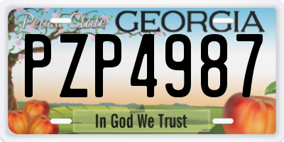 GA license plate PZP4987