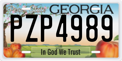 GA license plate PZP4989
