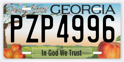 GA license plate PZP4996
