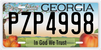 GA license plate PZP4998