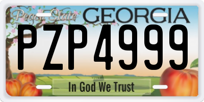 GA license plate PZP4999