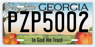 GA license plate PZP5002