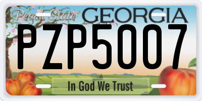 GA license plate PZP5007
