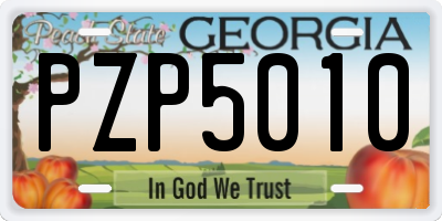 GA license plate PZP5010