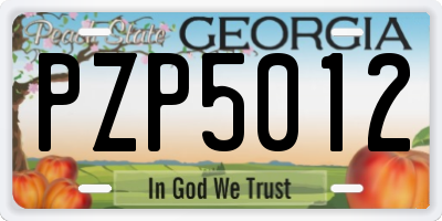 GA license plate PZP5012