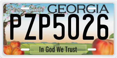GA license plate PZP5026