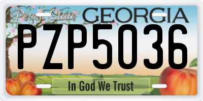 GA license plate PZP5036