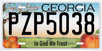 GA license plate PZP5038