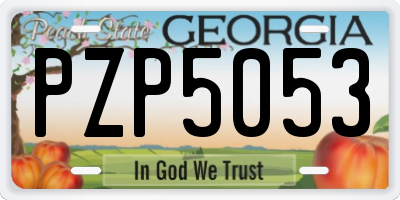 GA license plate PZP5053