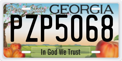 GA license plate PZP5068