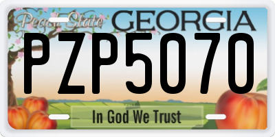 GA license plate PZP5070