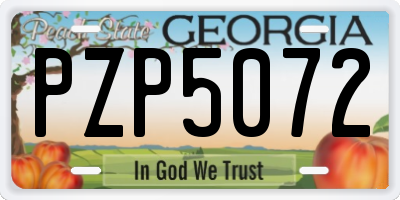 GA license plate PZP5072