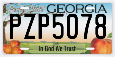 GA license plate PZP5078