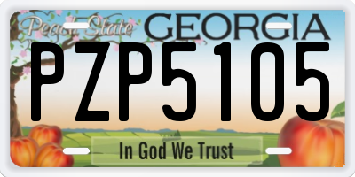GA license plate PZP5105