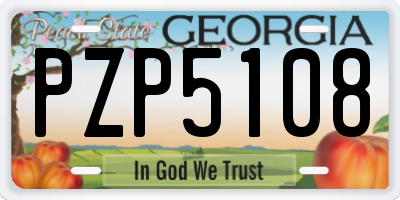 GA license plate PZP5108