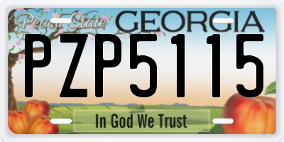 GA license plate PZP5115