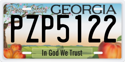 GA license plate PZP5122