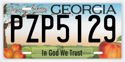 GA license plate PZP5129