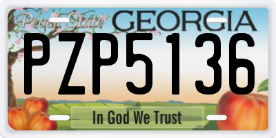 GA license plate PZP5136