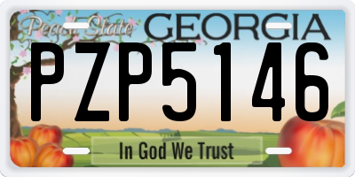 GA license plate PZP5146